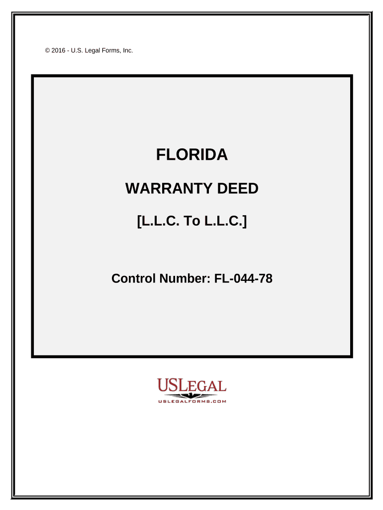 Warranty Deed from a Limited Liability Company to a Limited Liability Company Florida  Form