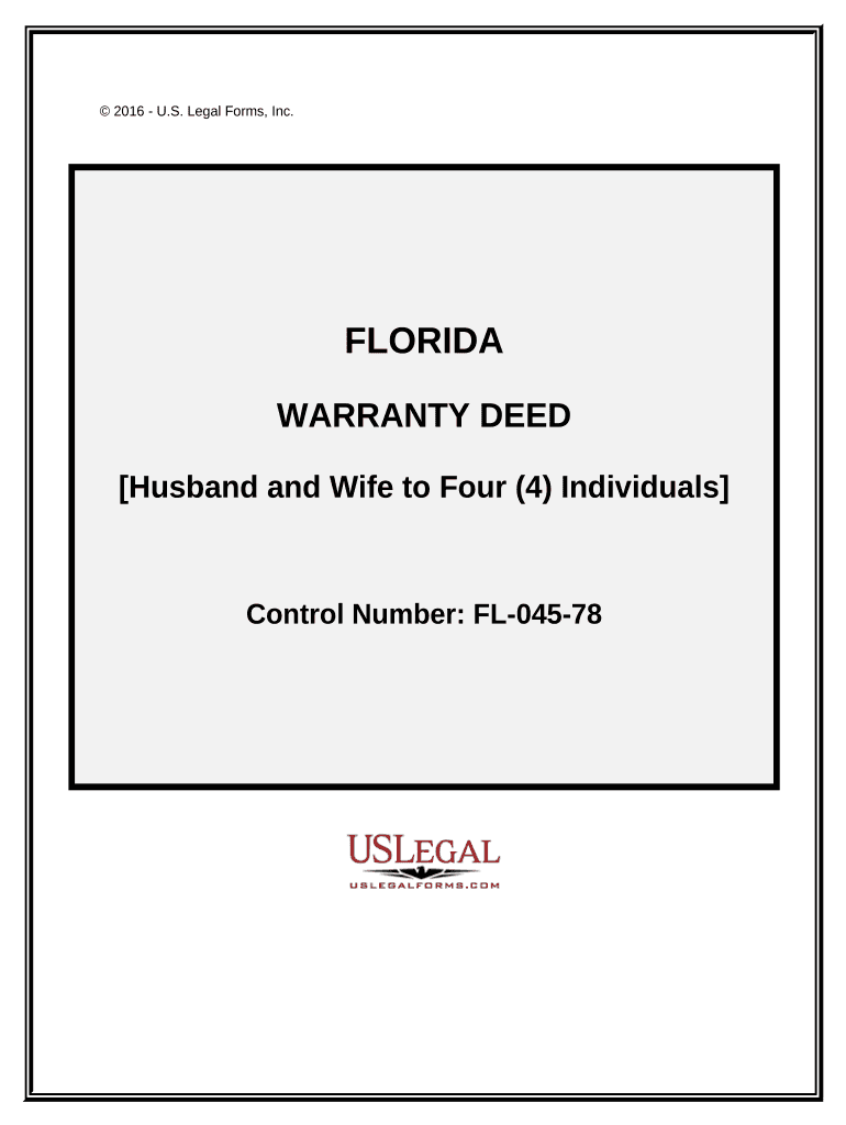 Warranty Deed from Husband and Wife to Four Individuals Florida  Form