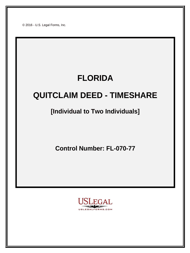 Quitclaim Deed for Timeshare from an Individual to Two Individuals Husband and Wife Florida  Form
