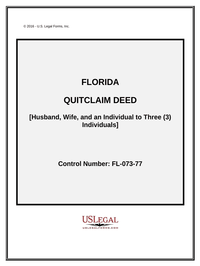 Quitclaim Deed from Husband, Wife, and an Individual to Three Individuals Florida  Form