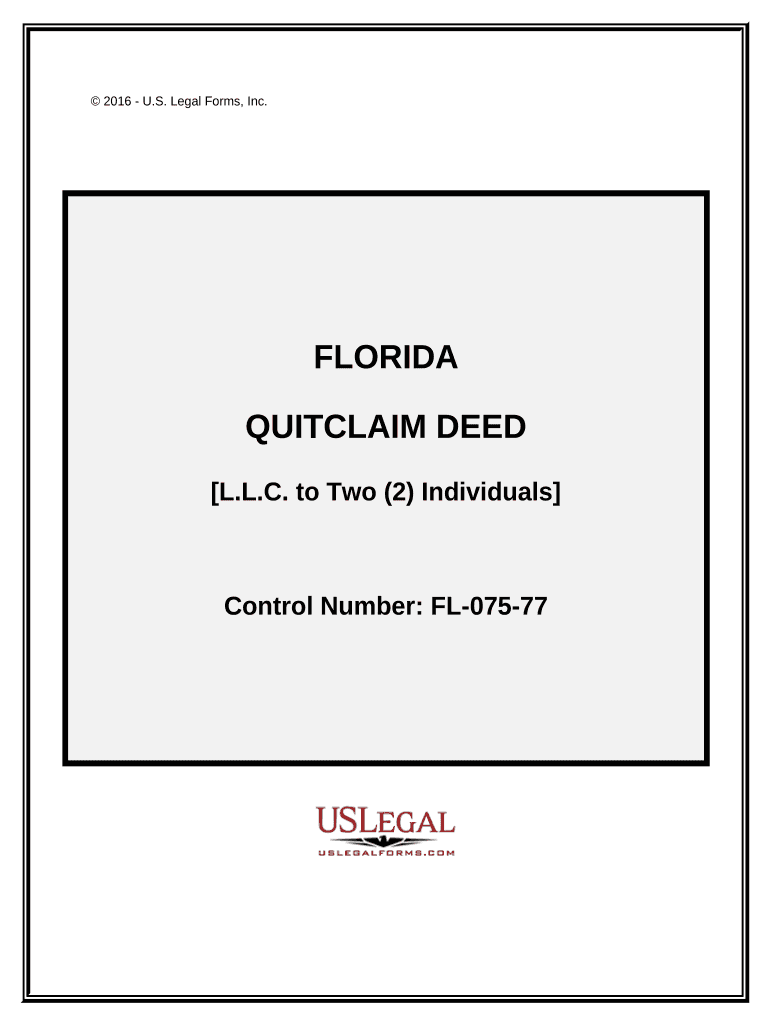 Quitclaim Deed from a Limited Liability Company to Two Individuals Florida  Form