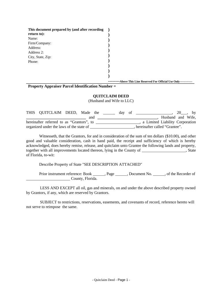 Florida Husband Llc  Form