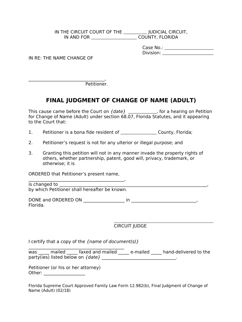 Florida Change Name Form