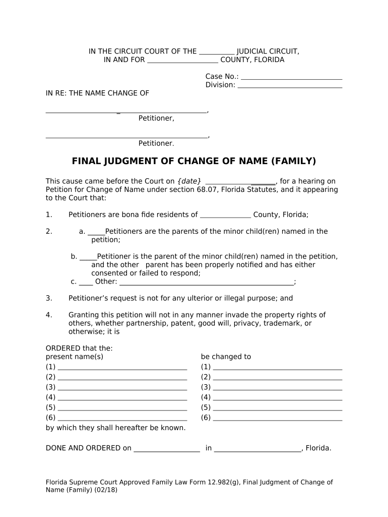 Final Judgment Change Name  Form