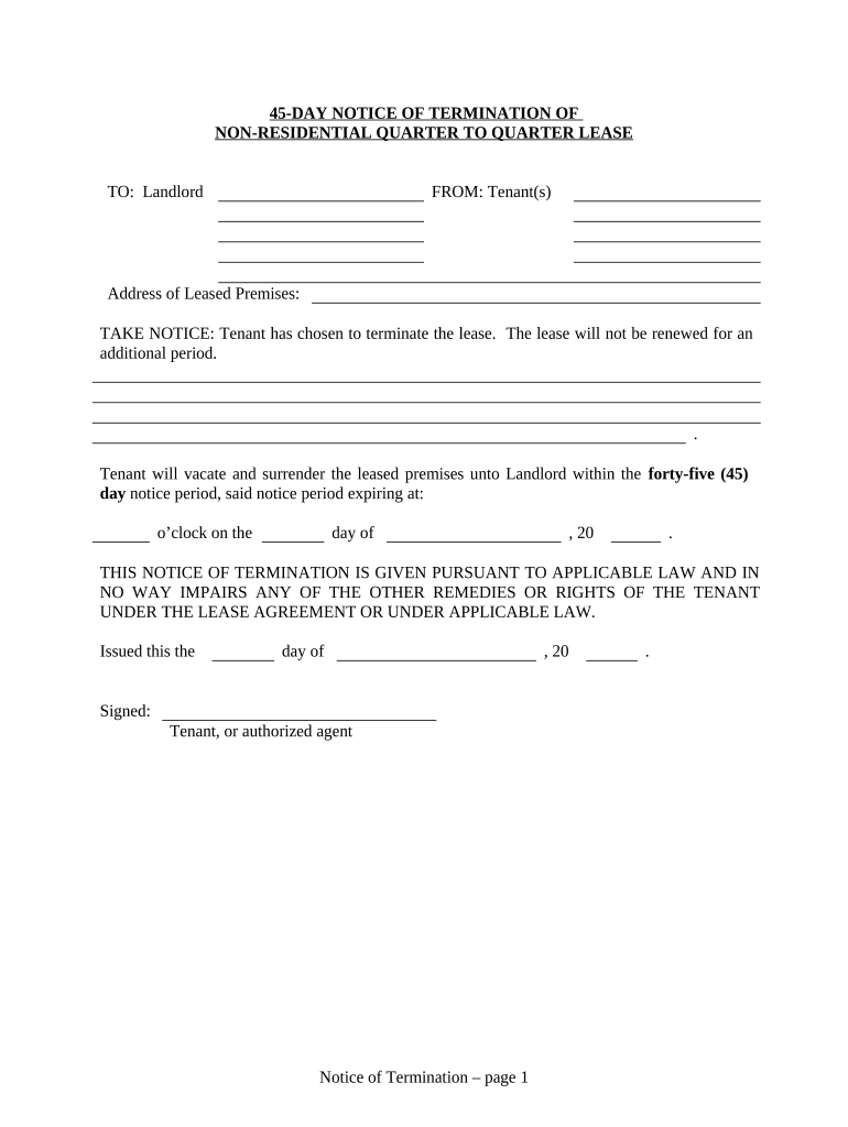 Notice 45 Day  Form