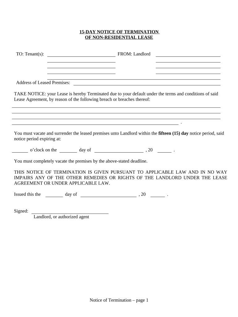 15 Day Notice  Form