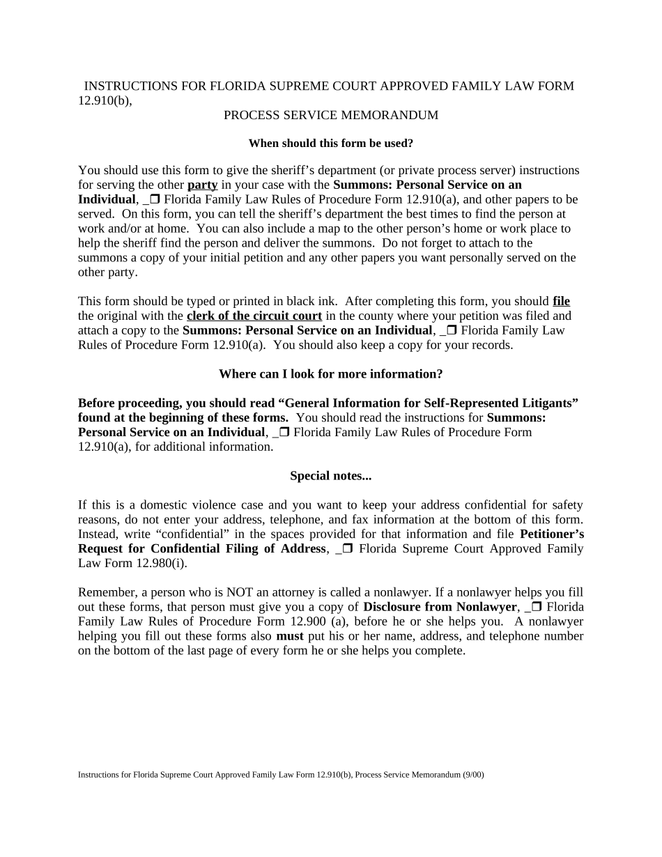 Process Service Application Form