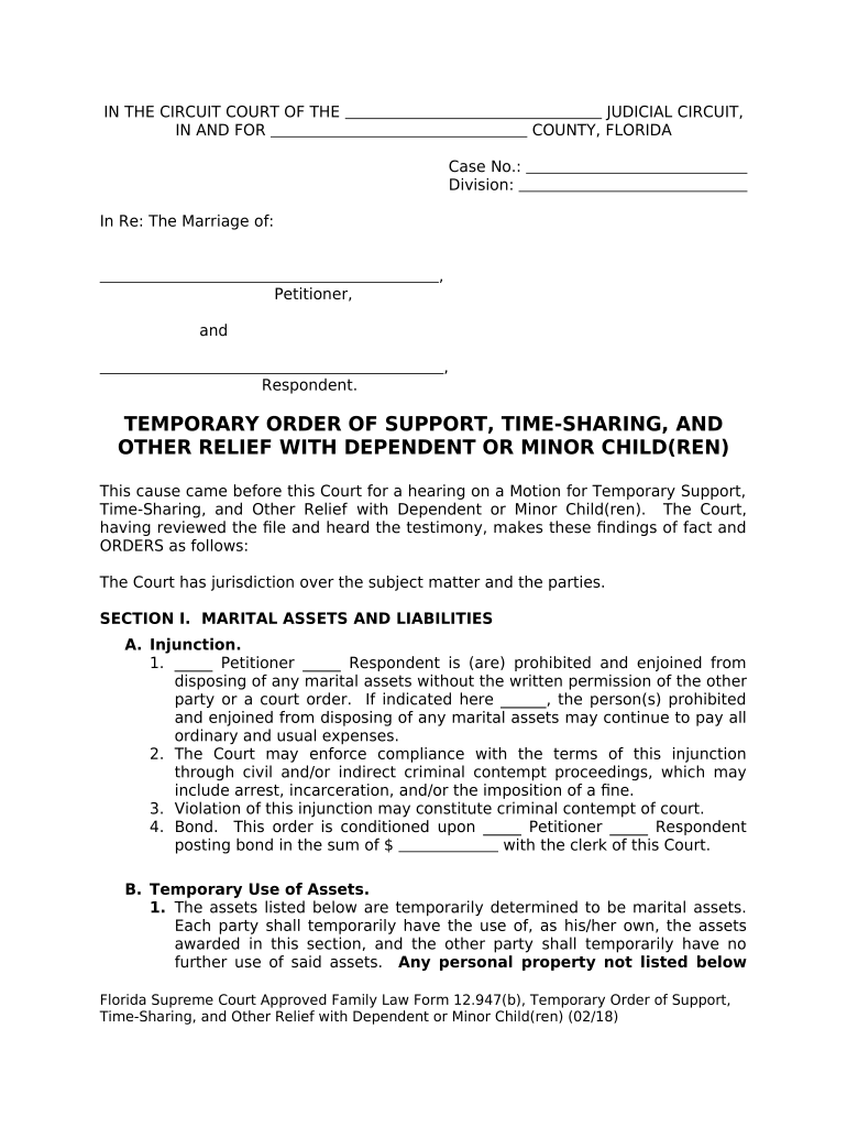 Fl Support Children  Form