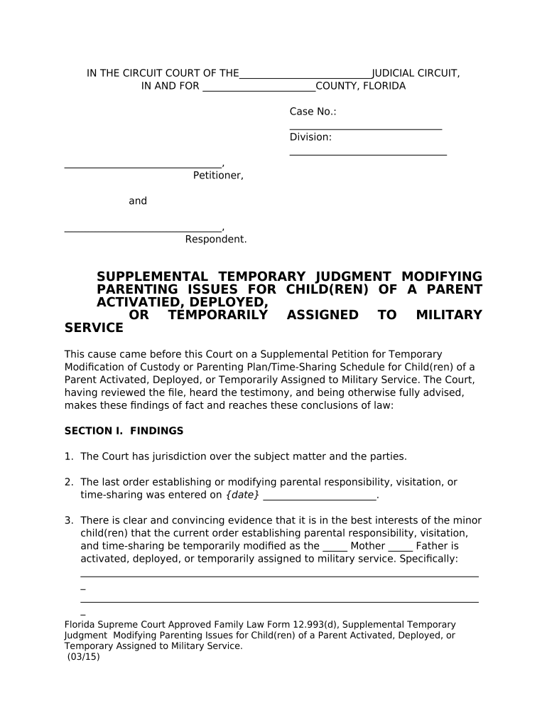 Fill and Sign the Florida Circuit Court Form