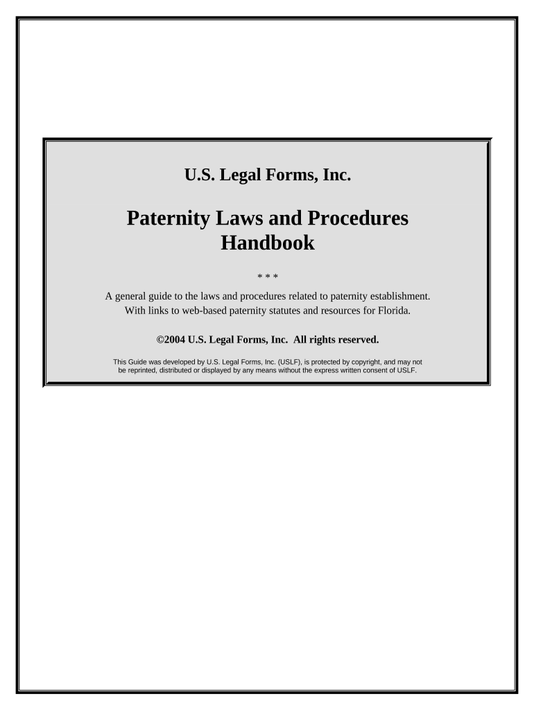 Paternity Law and Procedure Handbook Florida  Form