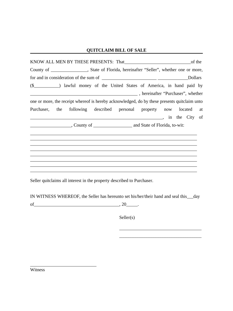 Florida Bill Sale  Form