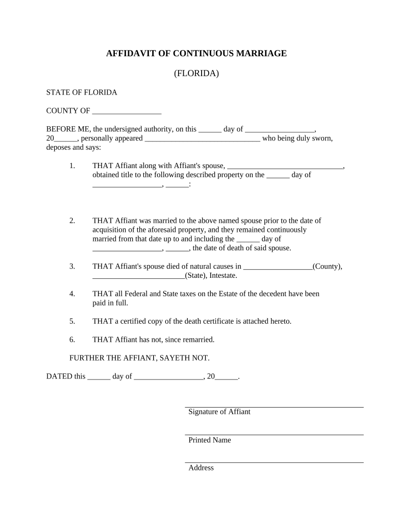 Florida Marriage  Form