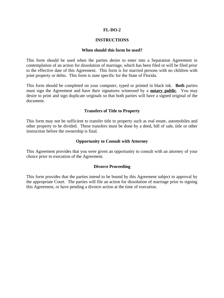 Marital Legal Separation and Property Settlement Agreement No Children Parties May Have Joint Property or Debts Where Divorce Ac  Form