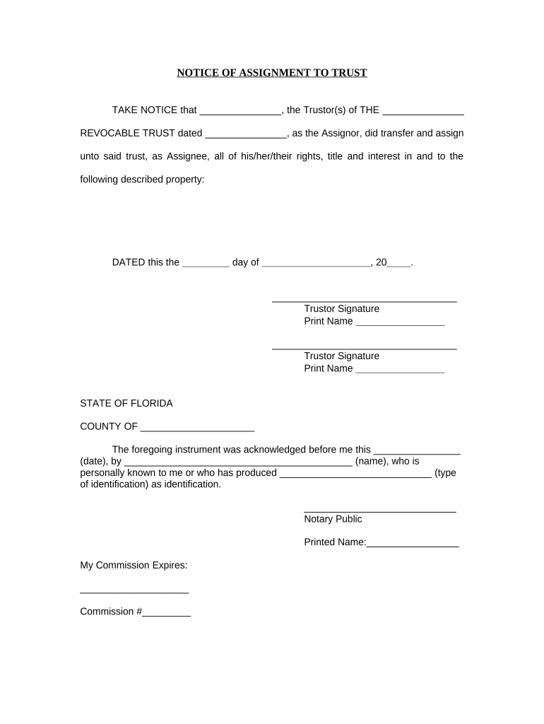 notice of assignment for all purposes and status conference