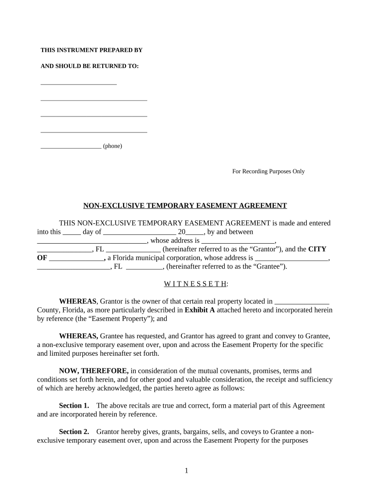 Easement Agreement  Form