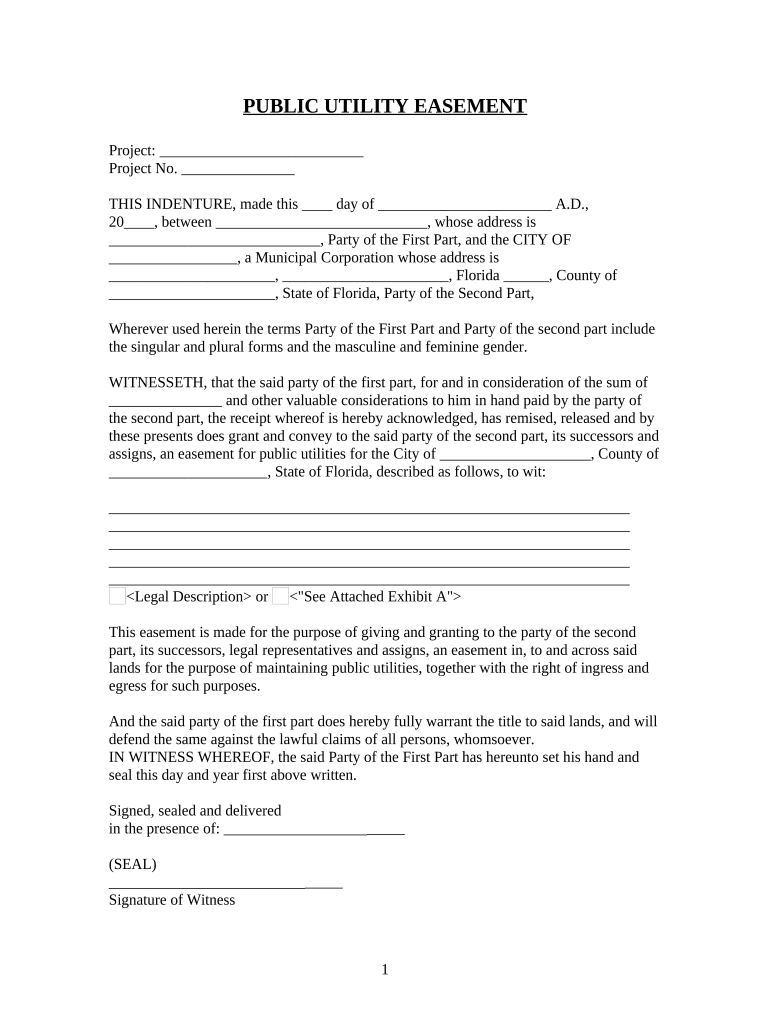 Utility Easement  Form