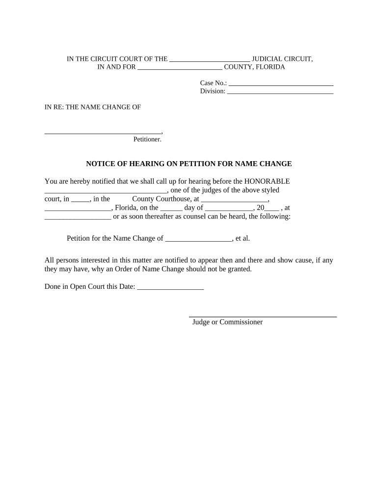 Florida Notice Hearing  Form