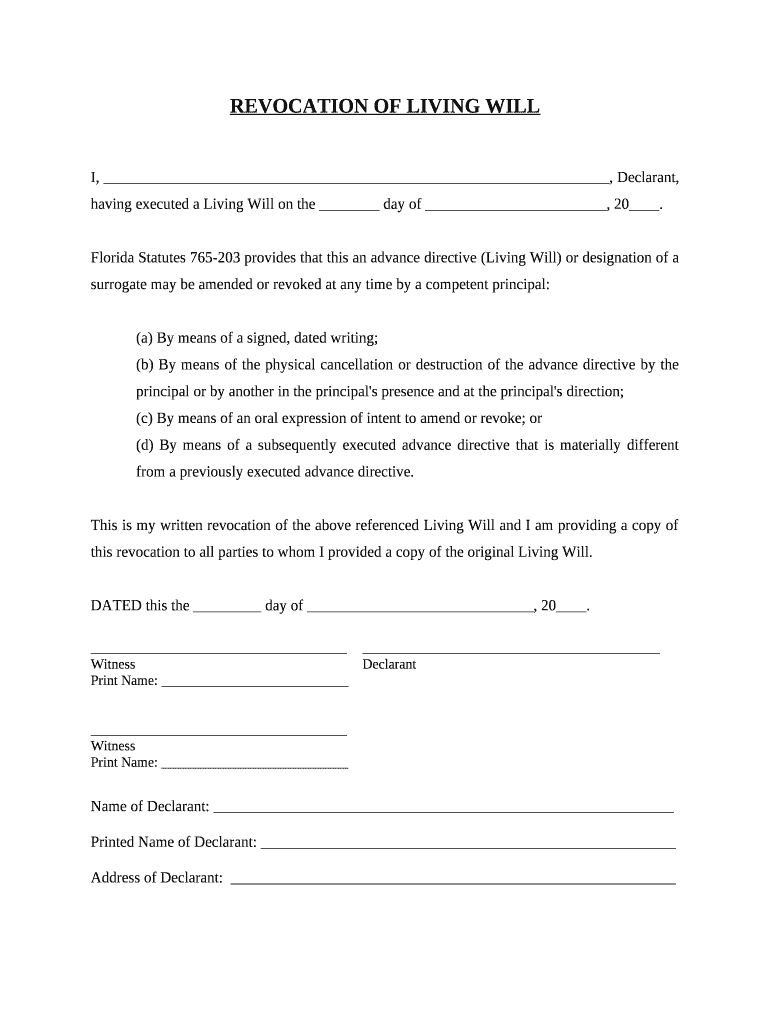 Florida Revocation  Form