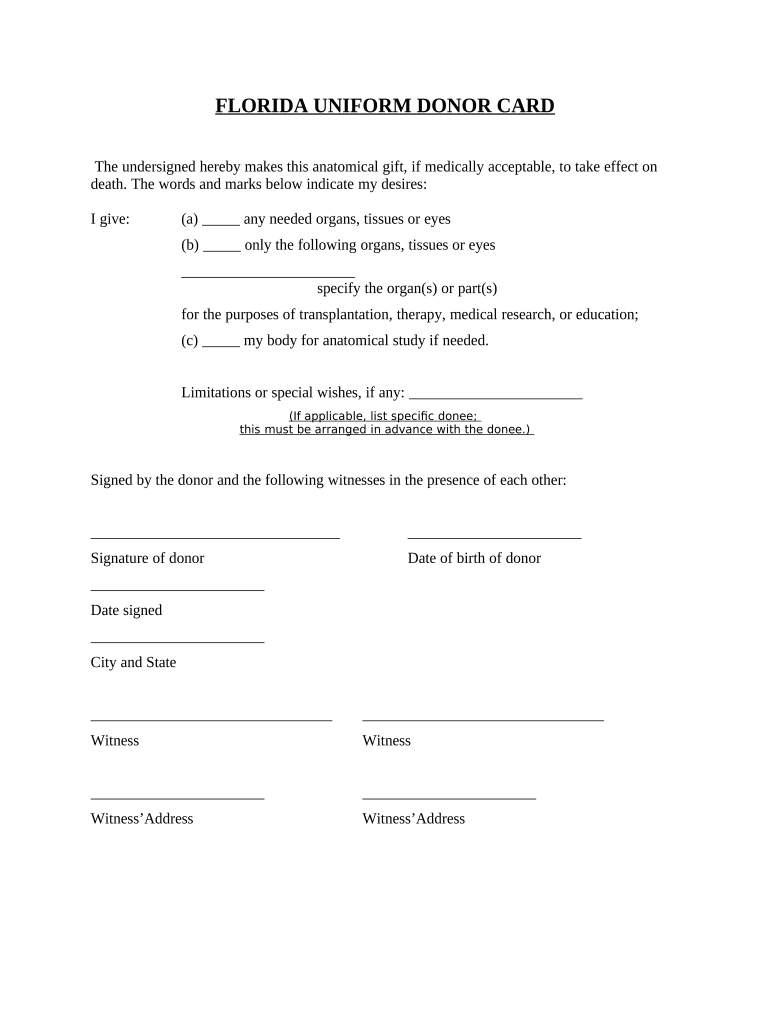 Fl Donor  Form