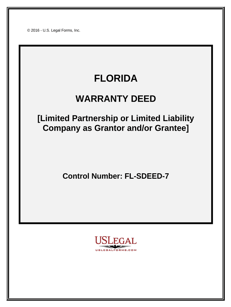 Warranty Deed from Limited Partnership or LLC is the Grantor, or Grantee Florida  Form