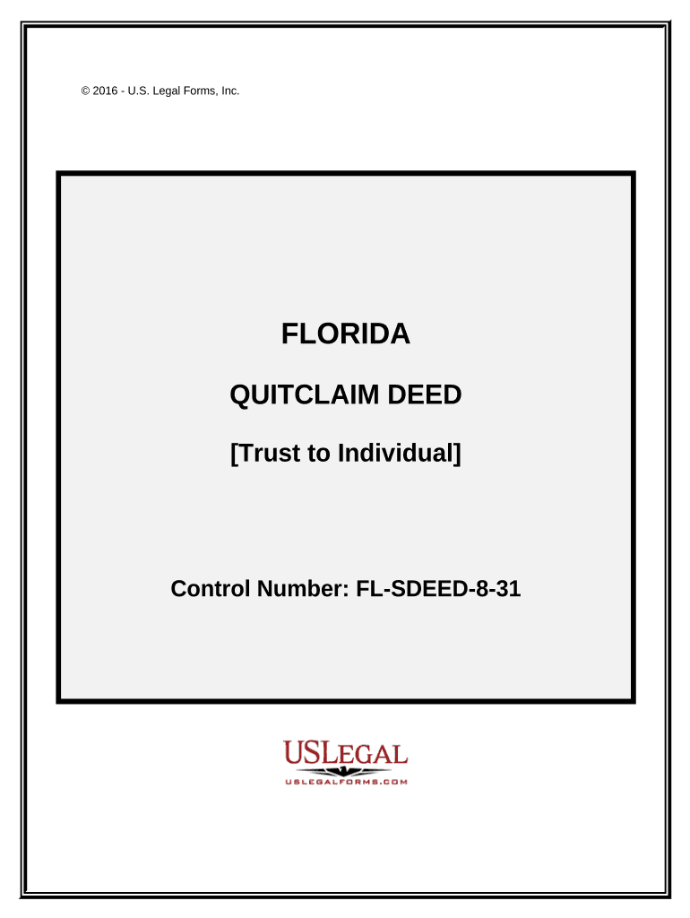 Quitclaim Deed Trust to Individual Florida  Form