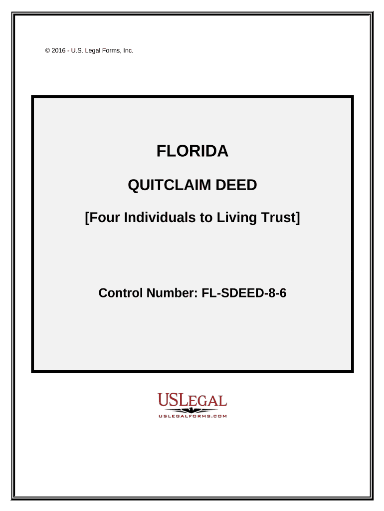 Quitclaim Deed for Four Individuals to Living Trust Florida  Form