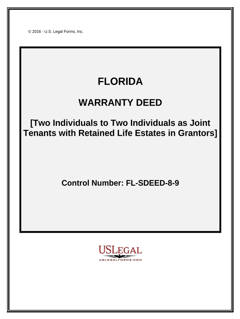 Warranty Deed from Two Individuals to Two Individuals as Joint Tenants with the Right of Survivorship with Retained Life Estates  Form