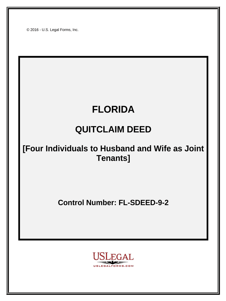 Quitclaim Deed Four Individuals to Husband and Wife as Joint Tenants Florida  Form