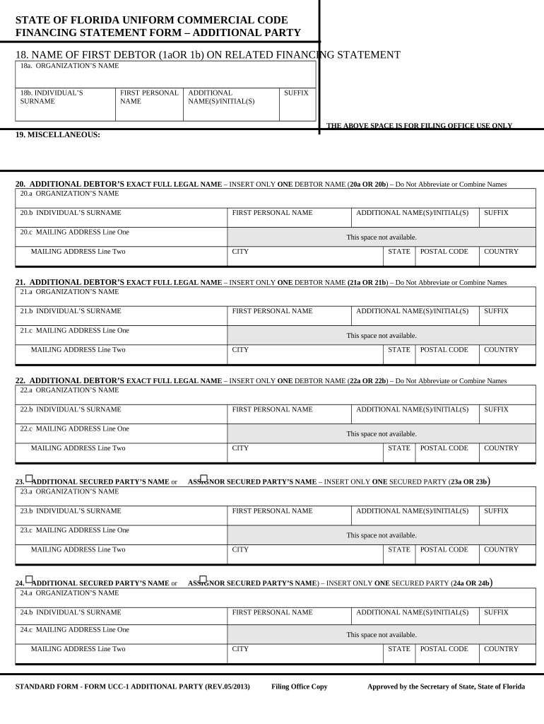 Fl Financing Statement  Form