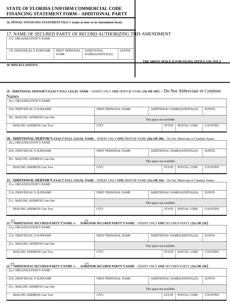 Amendment Additional  Form