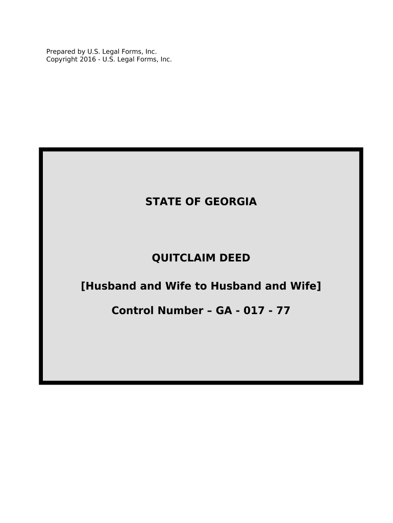 Quitclaim Deed from Husband and Wife to Husband and Wife Georgia  Form