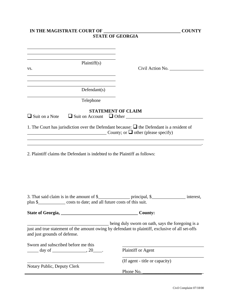 Statement Claim Draft  Form