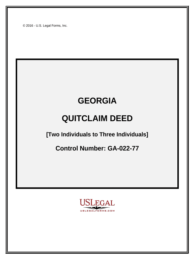 Quitclaim Deed Two Individuals to Three Individuals Georgia  Form