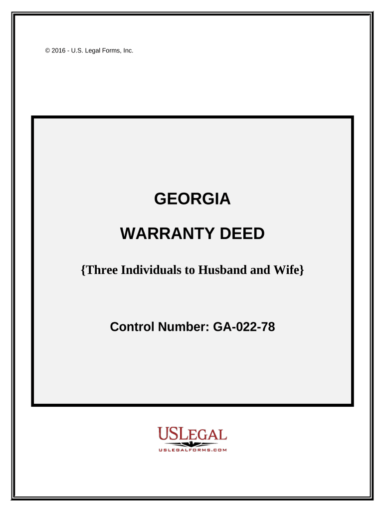 Warranty Deed Three Individuals to Husband and Wife Georgia  Form