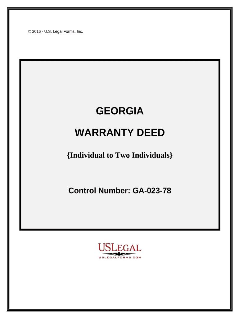 Warranty Deed Individual to Two Individuals Georgia  Form