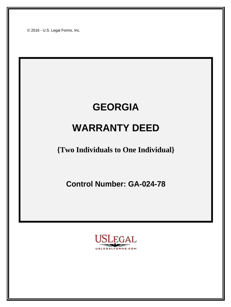 Warranty Deed Two Individuals to One Individual Georgia  Form