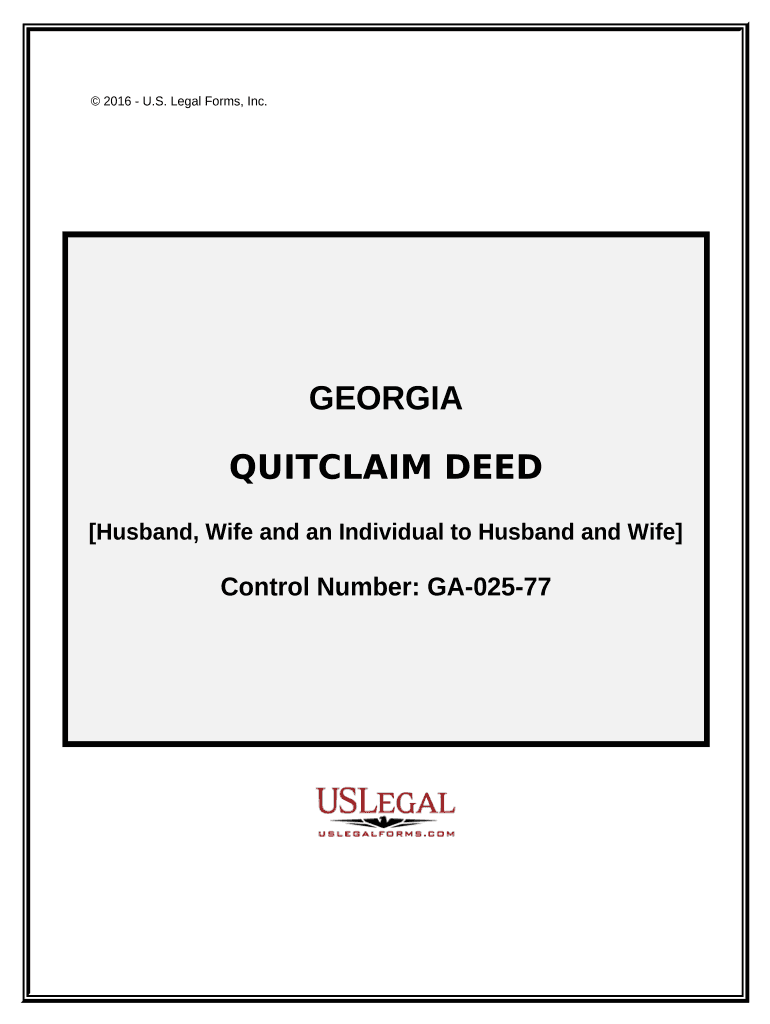 Quitclaim Deed from Husband, Wife and an Individual as Grantors to Husband and Wife Grantees Georgia  Form