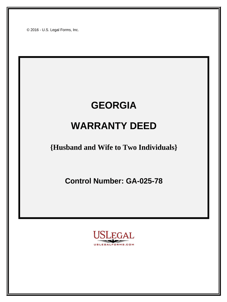 Warranty Deed Husband and Wife to Two Individuals Georgia  Form