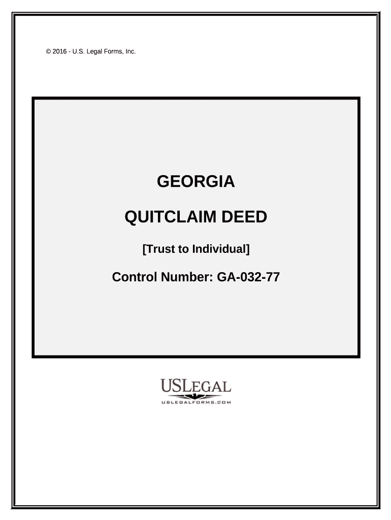 Quitclaim Deed from a Trust to an Individual Georgia  Form