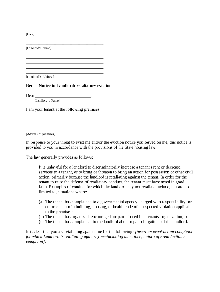 Retaliatory Eviction Georgia  Form