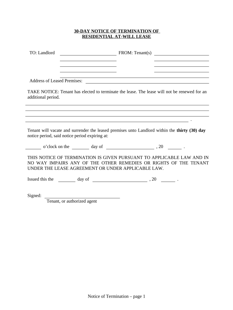 Georgia 30 Day Notice  Form