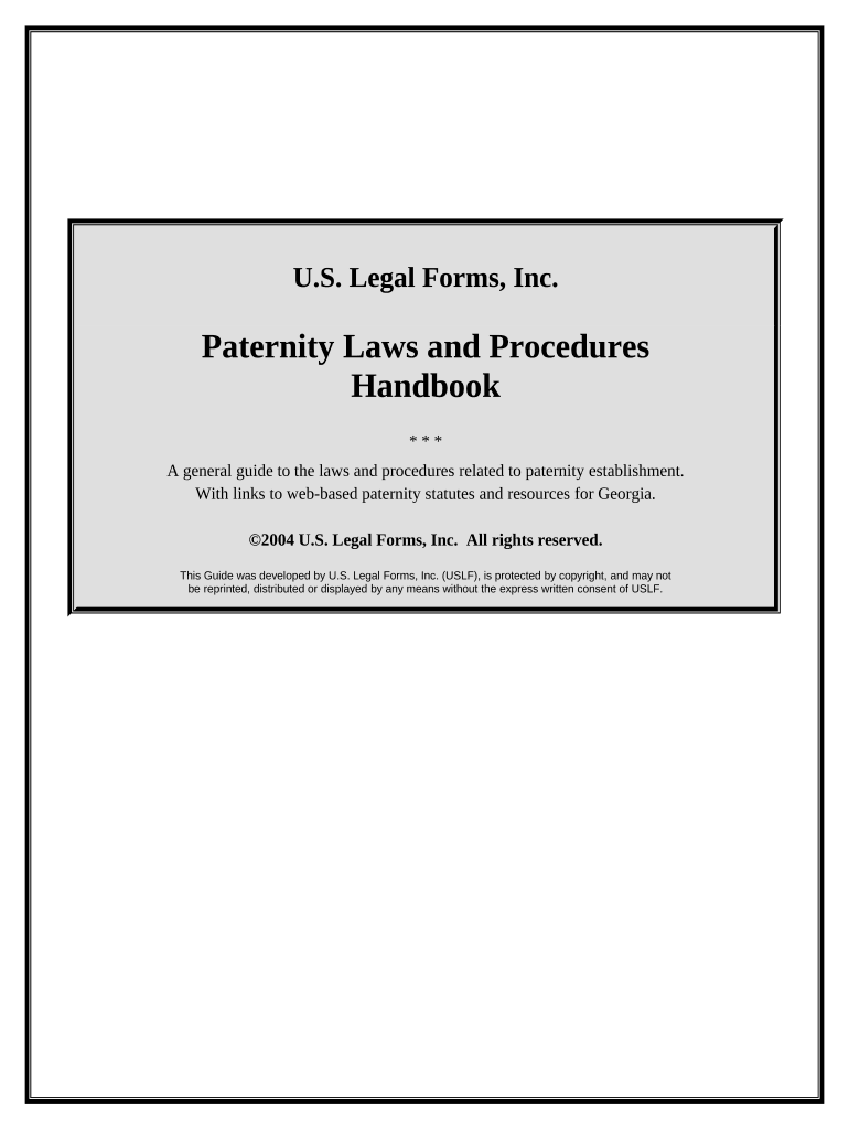 Paternity Law and Procedure Handbook Georgia  Form