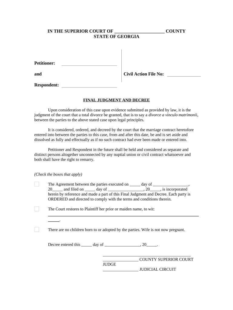 Georgia Final Decree  Form