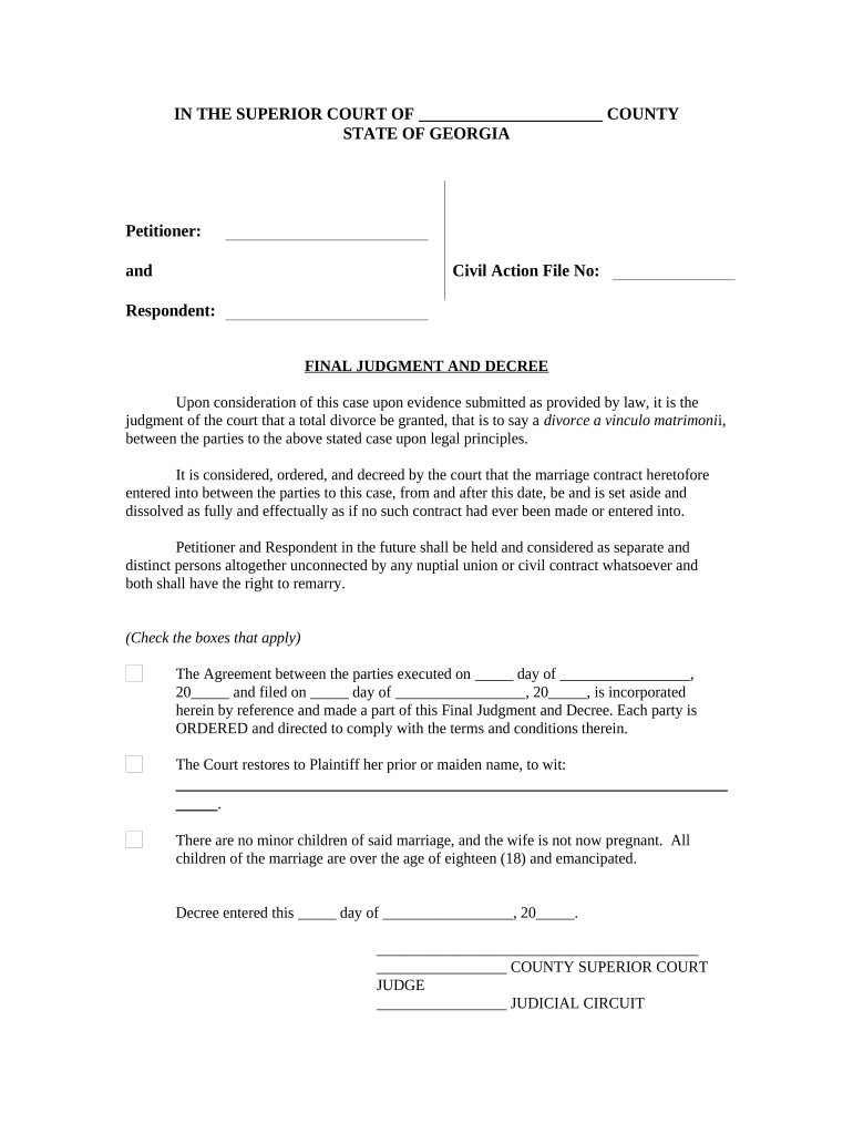 Ga Final Decree  Form