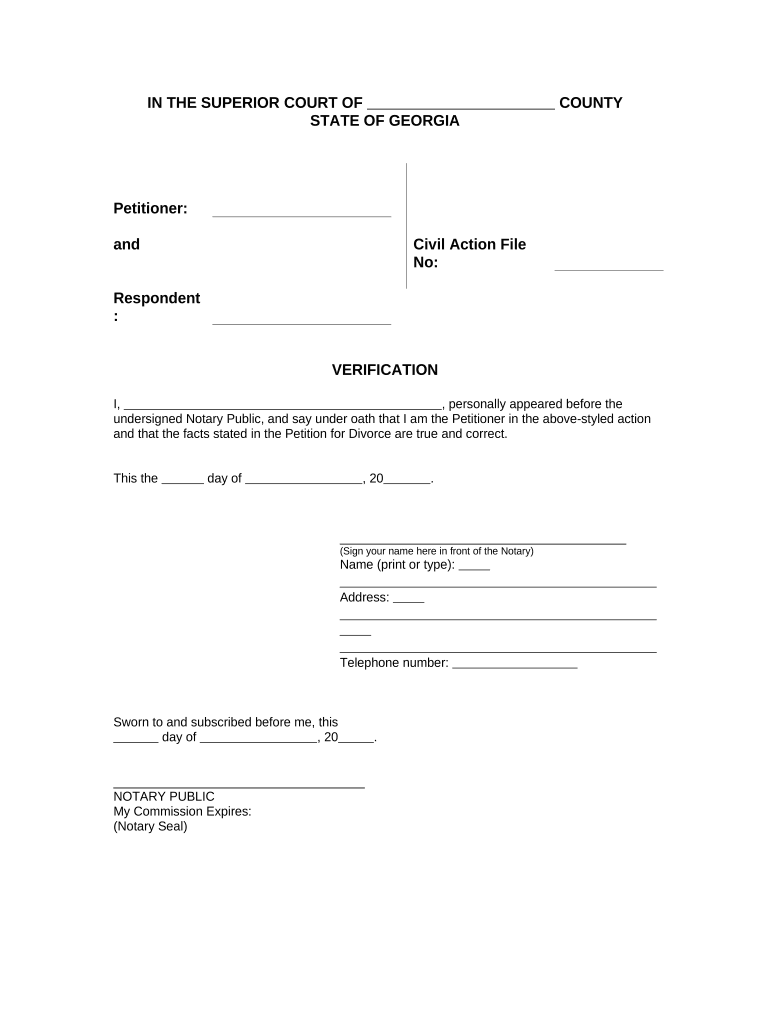 Verification Divorce Form Ga