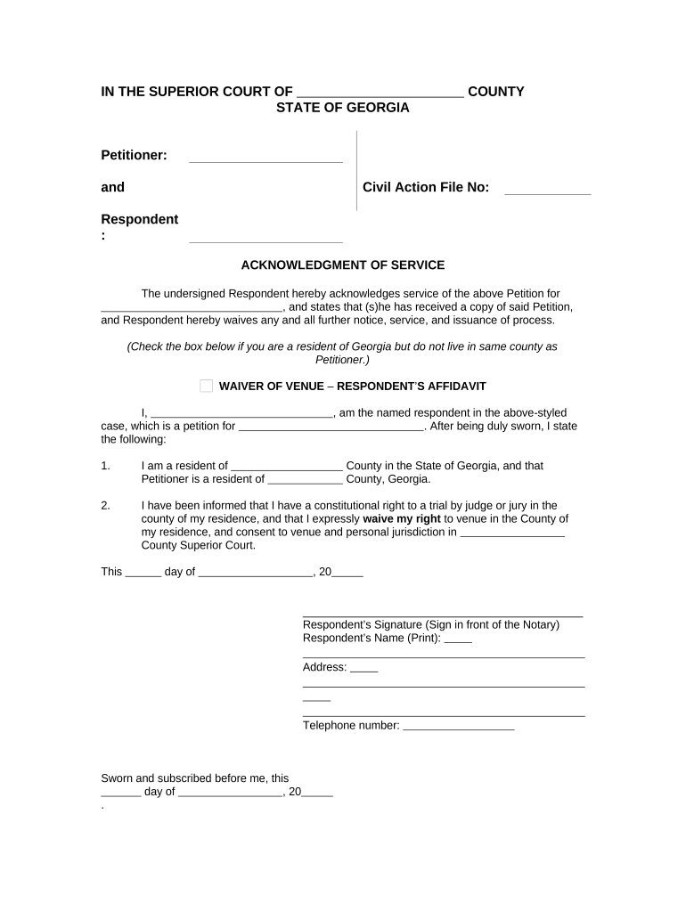 Acknowledgment Service Form