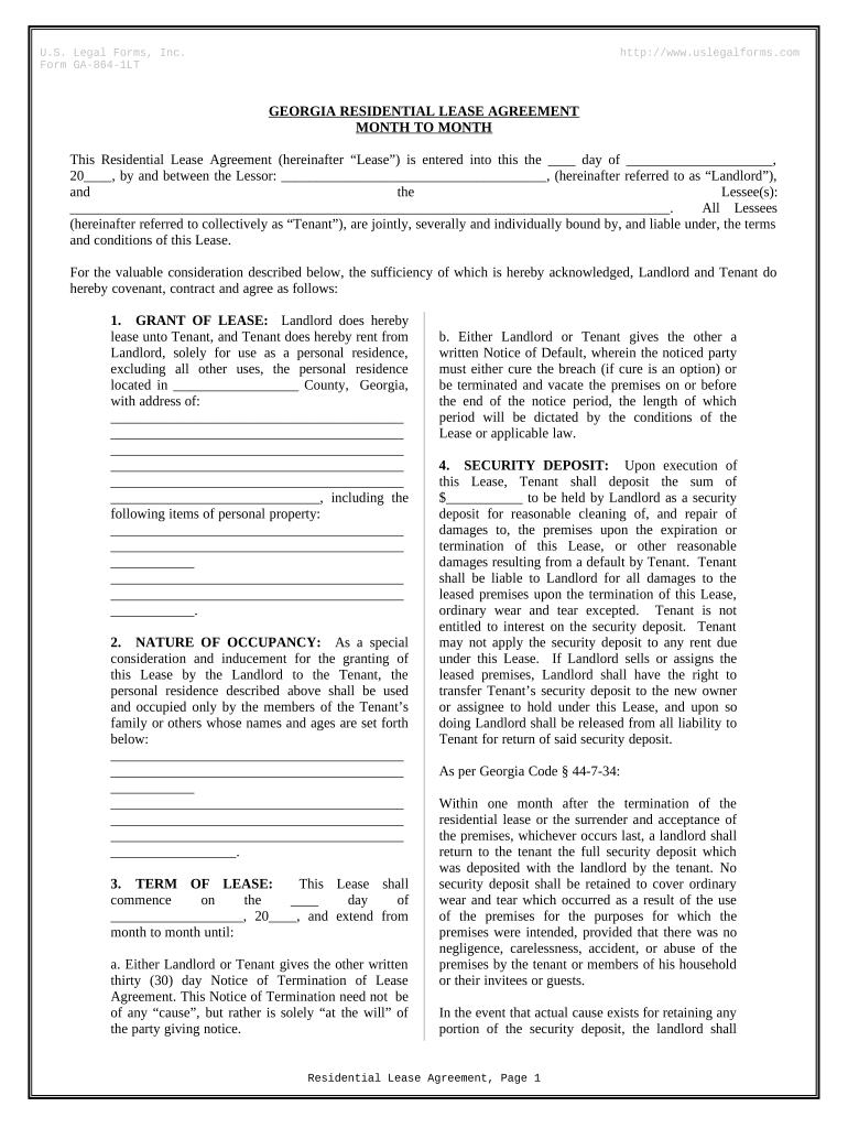 Georgia Lease  Form