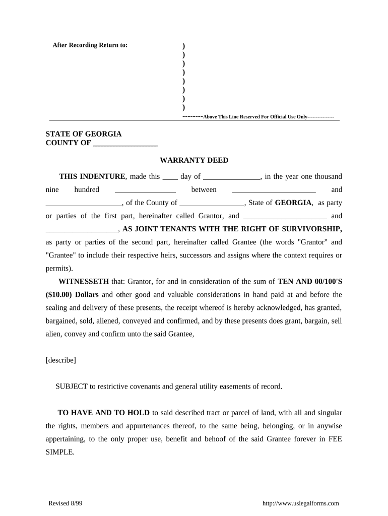 Warranty Deed Georgia  Form