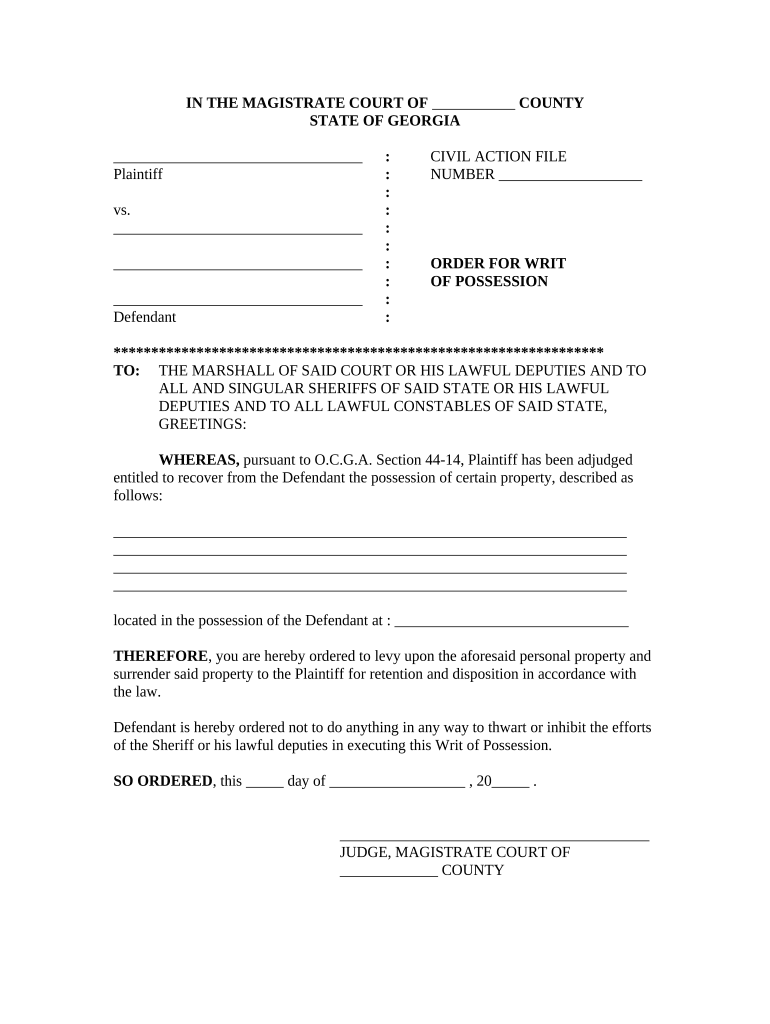 Georgia Possession  Form