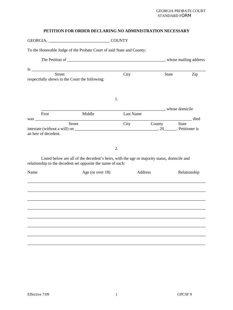 Georgia Probate  Form